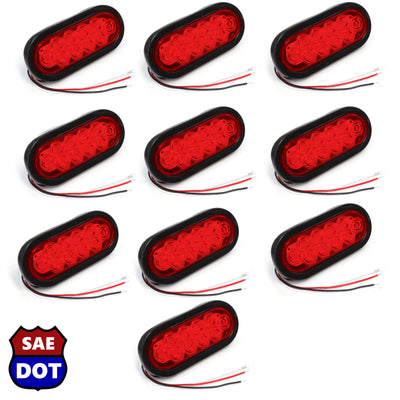 (10) fits Trailer Truck LED Sealed RED 6