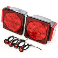 Led fits Pair Trailer Square Tail Light under 80" & (4) 3/4" Red Side Marker Lights