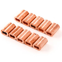 1/16" fits Copper Wire Rope and Cable Line End Double Barrel Ferrule - Qty 10