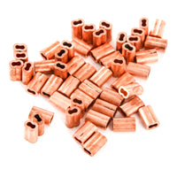 1/16" fits Copper Wire Rope and Cable Line End Double Barrel Ferrule - Qty 50