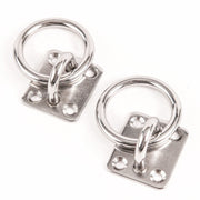 2 fits Stainless Steel 6mm Square Eye Plates w Ring 1/4" Marine 316 SS Boat Rigging
