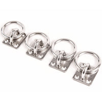 4 fits Stainless Steel 6mm Square Eye Plates w Ring 1/4" Marine 316 SS Boat Rigging