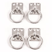 4 fits Stainless Steel 6mm Square Eye Plates w Ring 1/4" Marine 316 SS Boat Rigging