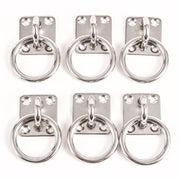 6 fits Stainless Steel 6mm Square Eye Plates w Ring 1/4" Marine 316 SS Boat Rigging