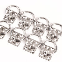 8 fits Stainless Steel 6mm Square Eye Plates w Ring 1/4" Marine 316 SS Boat Rigging