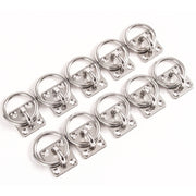 10 fits Stainless Steel 6mm Square Eye Plates w Ring 1/4" Marine 316 SS Boat Rigging