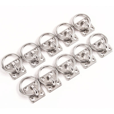 10 fits Stainless Steel 6mm Square Eye Plates w Ring 1/4