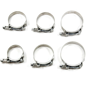 1 fits ea Premium 304 Stainless Steel T-Bolt Turbo Silicone Hose Clamp Variety 6pc