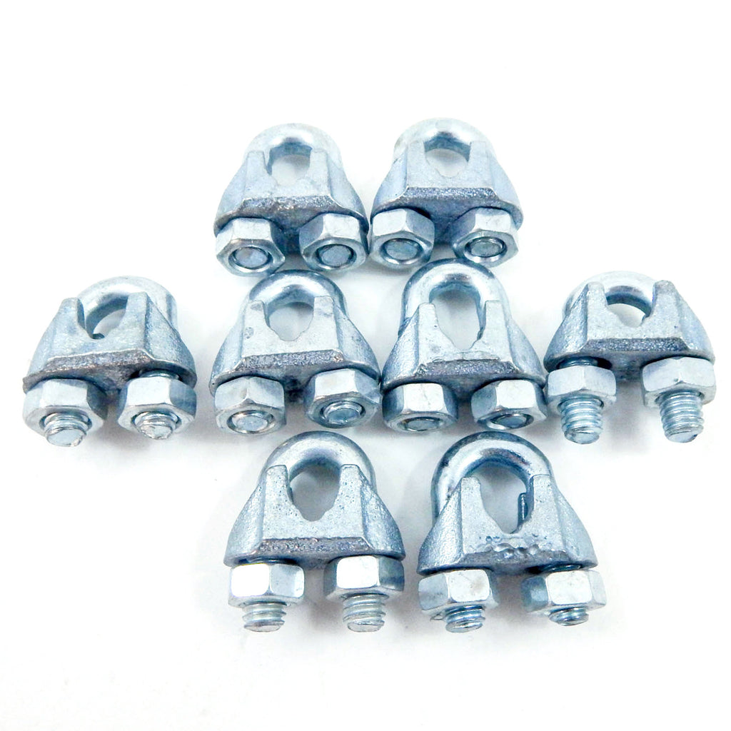8 fits NEW Malleable Zinc Wire Rope Cable Clips, 1/4"