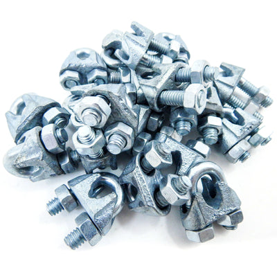 20 fits NEW Malleable Zinc Wire Rope Cable Clips, 1/4