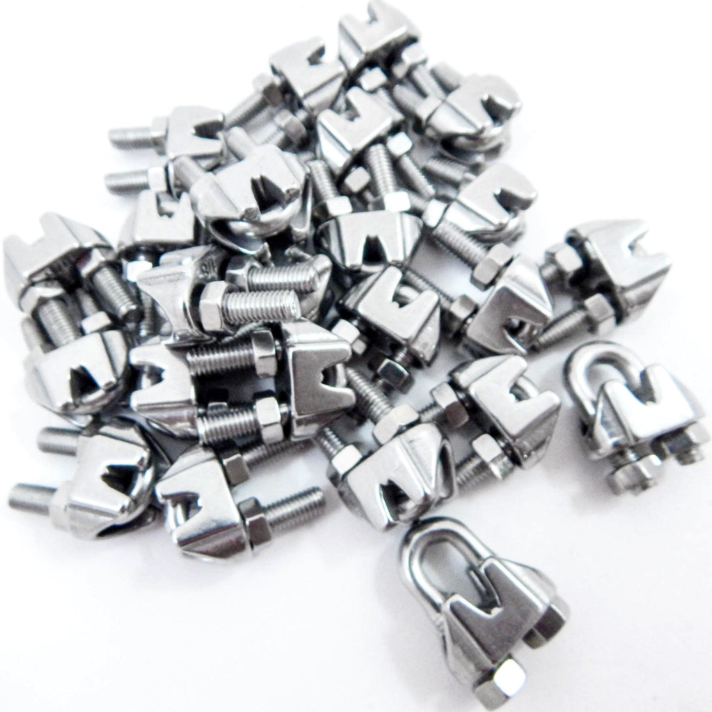 25 fits - Malleable Galvanized Wire Rope Cable Clips 1/8" - 3mm Premium Brand New