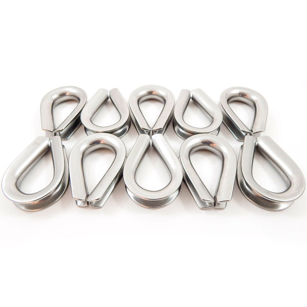 (10) fits 1/2" ( 13mm ) Stainless Steel Wire Rope Cable Thimbles