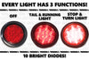 4" fits Round 10 Red & 10 Amber 10 LED Stop Turn Tail Light Brake Flush Truck Trailer