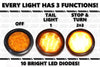 4" fits Round 6 Red & 6 Amber 10 LED Stop Turn Tail Light Brake Flush Truck Trailer