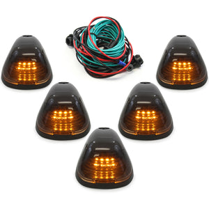 2001 fits Ford Superduty 5-Piece Smoked Lens Amber LED Cab Roof Running Marker Light Set Complete Kit with Wiring Harness