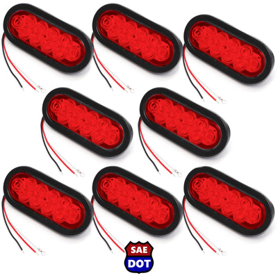 (8) fits Trailer Truck LED Sealed RED 6