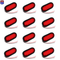 (12) fits Trailer Truck LED Sealed RED 6" Oval Stop/Turn/Tail Light Marine Waterproof