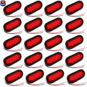 (20) fits Trailer Truck LED Sealed RED 6" Oval Stop/Turn/Tail Light Marine Waterproof