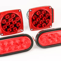 Led fits Pair Trailer Square Tail Light under 80" & 2) 6" Red Oval Side Marker Lights