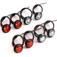 (4) fits 3/4" Red & Clear LED Clearance Side Marker Lights Truck Trailer Pickup