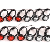 (6) fits 3/4" Red & Clear LED Clearance Side Marker Lights Truck Trailer Pickup