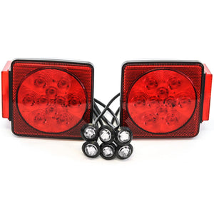 Led fits Pair Trailer Square Tail Light under 80" & (6) 3/4" Clear Side Marker Lights