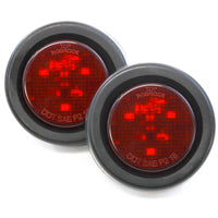 (2) fits Red LED 2" Round Clearance/Side Marker Light Kits with Grommet Truck Trailer RV