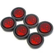 (6) fits Red LED 2" Round Clearance/Side Marker Light Kits with Grommet Truck Trailer RV