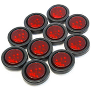 (10) fits Red LED 2" Round Clearance/Side Marker Light Kits with Grommet Truck Trailer RV