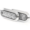 (2) fits 6" Oval Red Clear Chrome LED Stop Turn Tail Light Surface Mount Trailer Truck