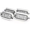 (4) fits 6" Oval Red Clear Chrome LED Stop Turn Tail Light Surface Mount Trailer Truck