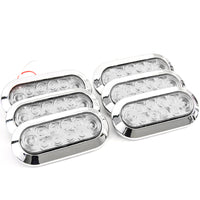 (6) fits 6" Oval Red Clear Chrome LED Stop Turn Tail Light Surface Mount Trailer Truck