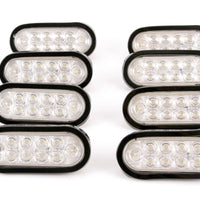 (8) fits 6" Oval Red Clear Chrome LED Stop Turn Tail Light Surface Mount Trailer Truck
