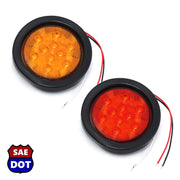 4" fits Round 1 Red & 1 Amber 10 LED Stop Turn Tail Light Brake Flush Truck Trailer