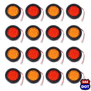 4" fits Round 8 Red & 6 Amber 10 LED Stop Turn Tail Light Brake Flush Truck Trailer