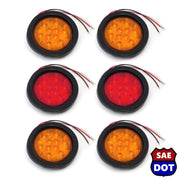 4" fits Round 2 Red & 4 Amber 10 LED Stop Turn Tail Light Brake Flush Truck Trailer