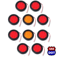4" fits Round 8 Red & 2 Amber 10 LED Stop Turn Tail Light Brake Flush Truck Trailer