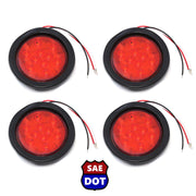 4" fits Round (4) Red 10 LED Stop Turn Tail Light Brake Flush Truck Trailer 2 Pairs