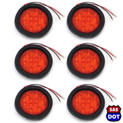 4" fits Round (6) Red 10 LED Stop Turn Tail Light Brake Flush Truck Trailer 3 Pairs
