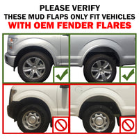 2015 fits Ford F150 Mud Flaps Guards Splash Front Rear 4pc Set (With OEM Fender Flares)